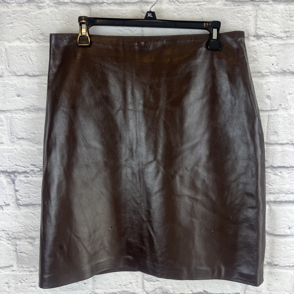 Finity Y2K Indie Sleaze Chocolate Brown Earthy Leather Skirt Size 12 Read